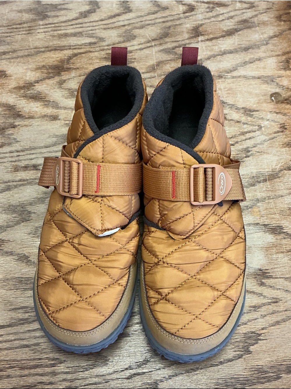 Chaco Quilted Slip-On Winter Boots in Gold with Pull Tab Closures